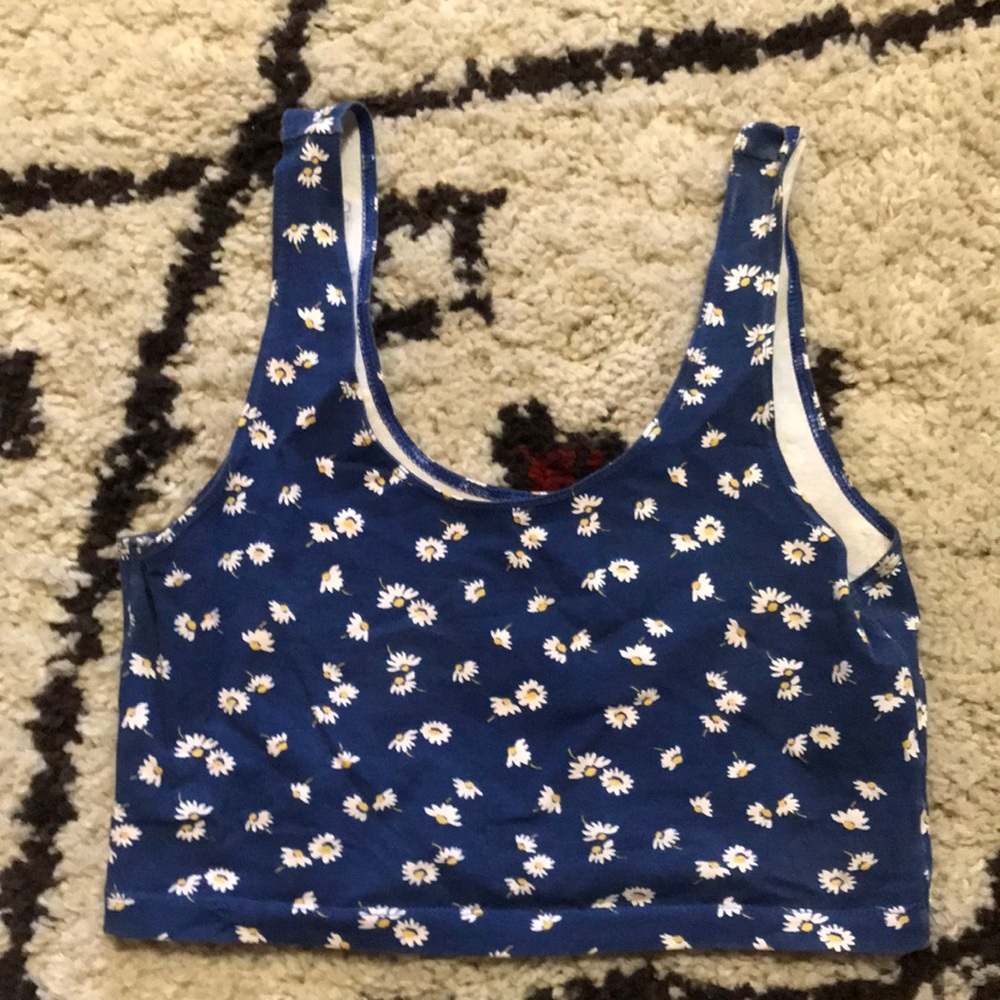 American Apparel M crop top blue patterned tank